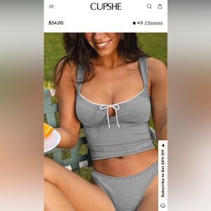 Cupshe Black and White Gingham Tank Bikini Set
